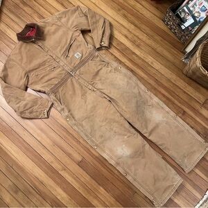 Carhartt Coverall “Boiler” Suit Tan Quilt Lined